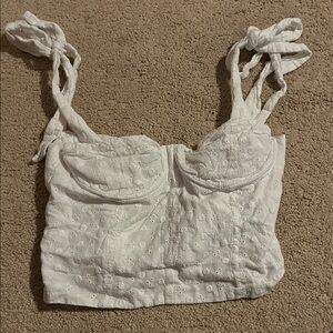 Beginning Boutique White Eyelet Crop Top